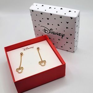 NIB HANGING DISNEY MICKEY MOUSE EARRINGS GOLD